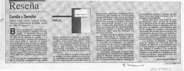 Familia y derecho  [artículo] Jorge Precht Pizarro.