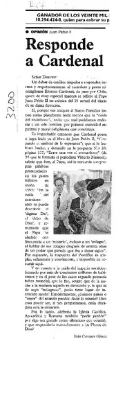 Responde a Cardenal  [artículo] Iván Carrasco Gómez.