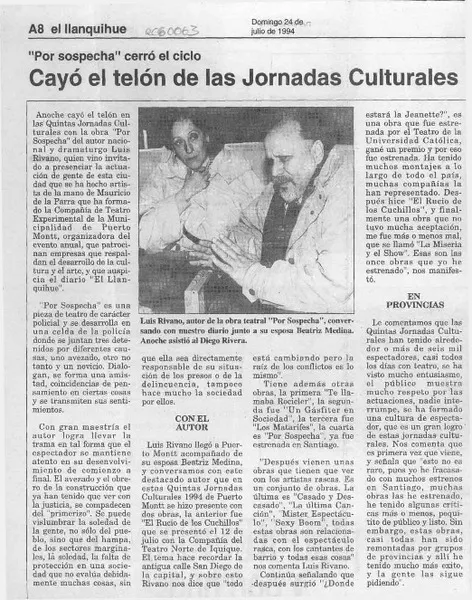 Cayó el telón de las Jornadas Culturales  [artículo].