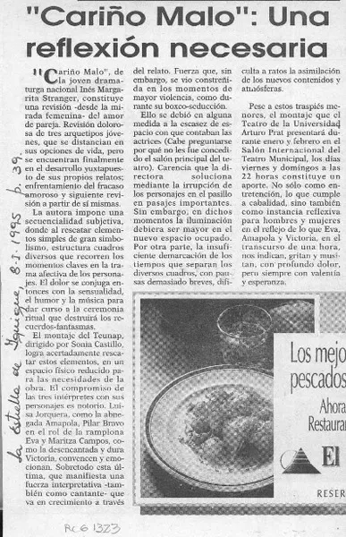 "Cariño malo", una reflexión necesaria  [artículo].