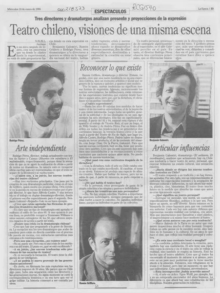 Teatro chileno, visiones de una misma escena  [artículo] S. H. [y] R. L.