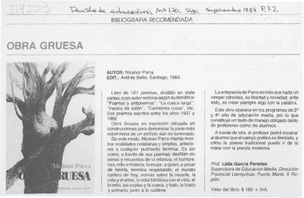"Obra gruesa"  [artículo] Lidia García Paredes.
