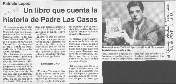 Un Libro que cuenta la historia de Padre Las Casas  [artículo].