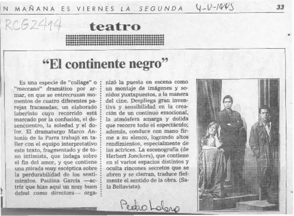 "El continente negro"  [artículo] Pedro Labra.