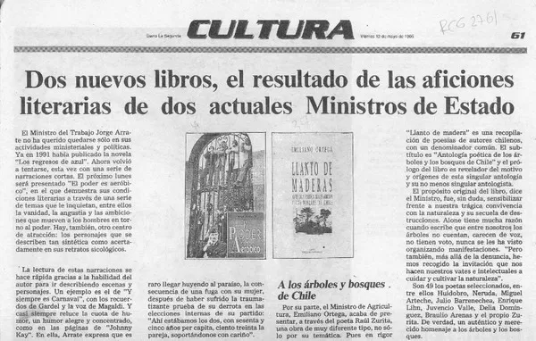 Dos nuevos libros, el resultado de las aficiones literarias de dos actuales Ministros de Estado  [artículo].
