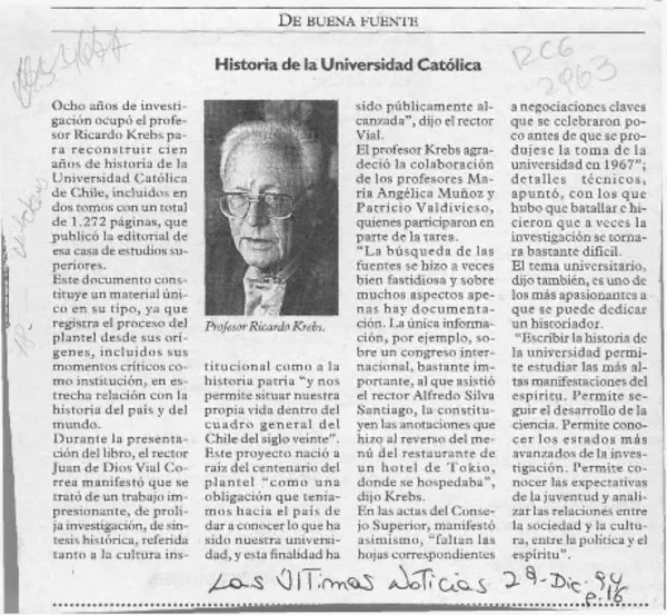 Historia de la Universidad Católica  [artículo].