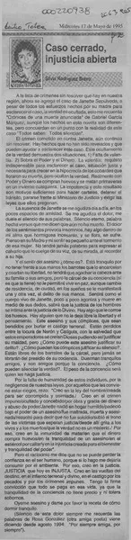 Caso cerrado, injusticia abierta  [artículo] Silvia Rodríguez Bravo.