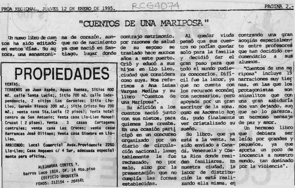 "Cuentos de una mariposa"  [artículo].
