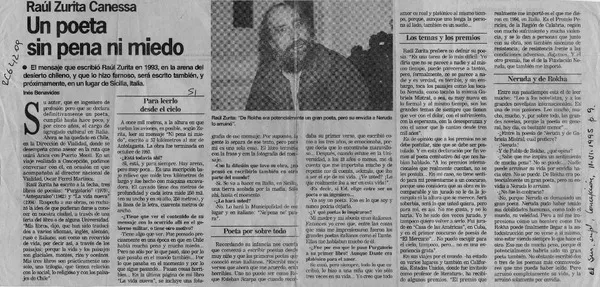 Un Poeta sin pena ni miedo  [artículo] Inés Benavides.