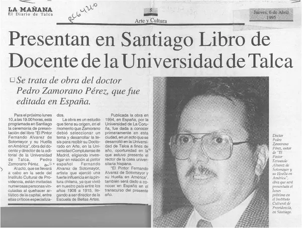 Presentan en Santiago libro de docente de la Universidad de Talca  [artículo].