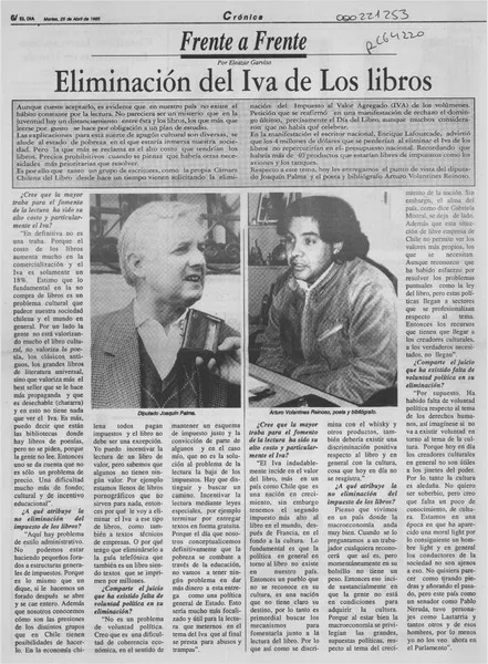 Eliminación del IVA de los libros  [artículo] Eleazer Garviso.