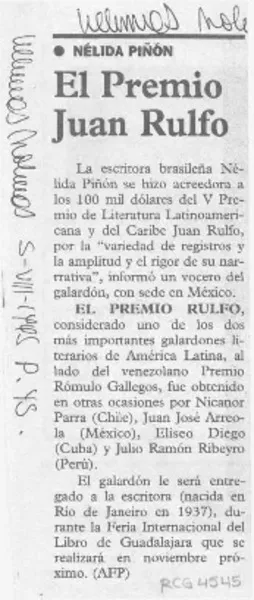 El Premio Juan Rulfo  [artículo].