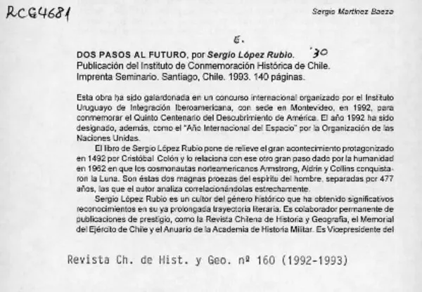 Dos pasos al futuro  [artículo] Sergio Martínez Baeza.