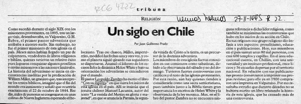 Un siglo en Chile  [artículo] Juan Guillermo Prado O.