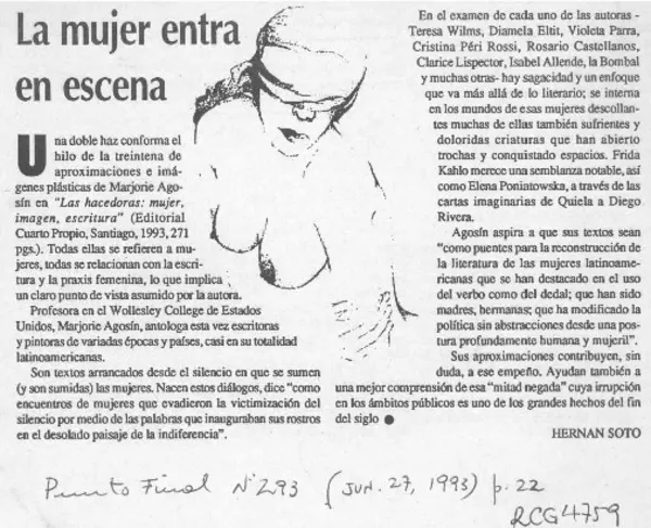 La mujer entra en escena  [artículo] Hernán Soto.