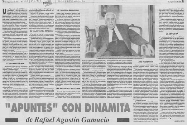 "Apuntes" con dinamita  [artículo] Agustín López.