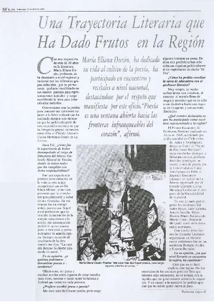 Una trayectoria literaria que ha dado frutos en la región  [artículo] Katherine López G.