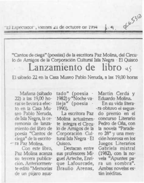 Lanzamiento de libro  [artículo].