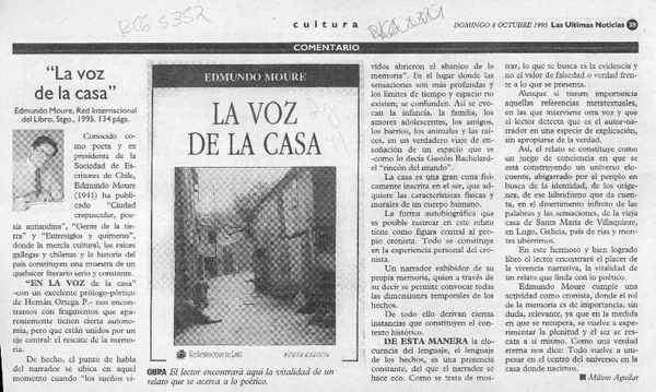 "La voz de la casa"  [artículo] Milton Aguilar.