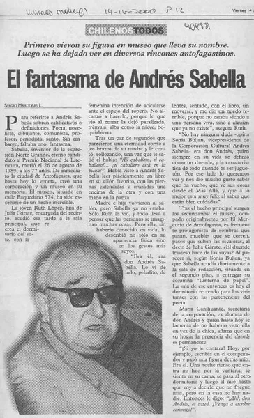 El fantasma de Andrés Sabella  [artículo] Sergio Mardones L.