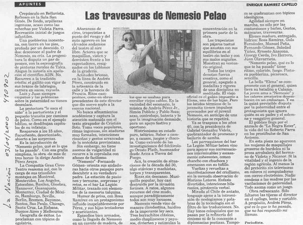 Las travesuras de Nemesio Pelao  [artículo] Enrique Ramírez Capello