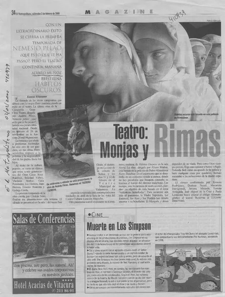 Teatro, monjas y rimas  [artículo] Ximena Villanueva