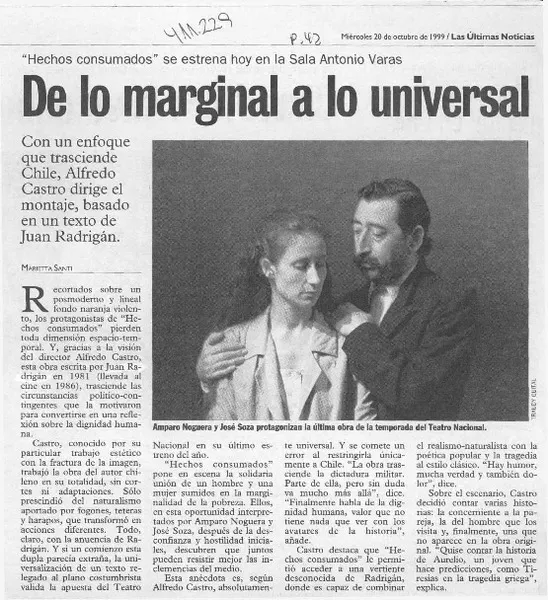 De lo marginal a lo universal  [artículo] Marietta Santi