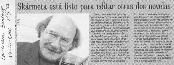 Skármeta está listo para editar otras dos novelas  [artículo]