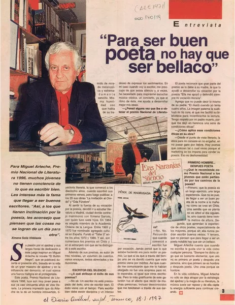 Reflexiones sobre la poesía  [artículo] Miguel Arteche