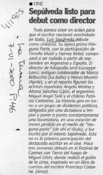 Sepúlveda listo para debut como director  [artículo].
