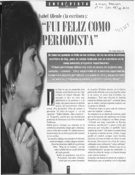 Fui feliz como periodista  [artículo] Lidia Baltra M.