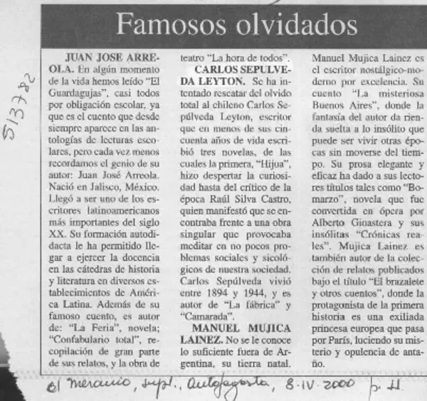 Famosos olvidados  [artículo].