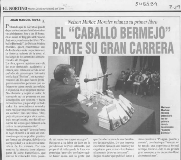 El "Caballo Bermejo" parte su gran carrera  [artículo] Juan Manuel Rivas