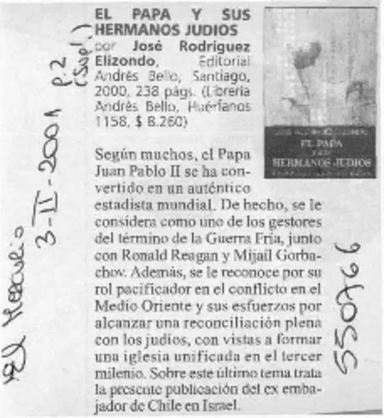 El Papa y sus hermanos judíos  [artículo]