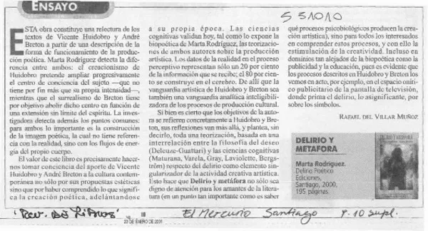 Delirio y metáfora  [artículo] Rafael del Villar Muñoz