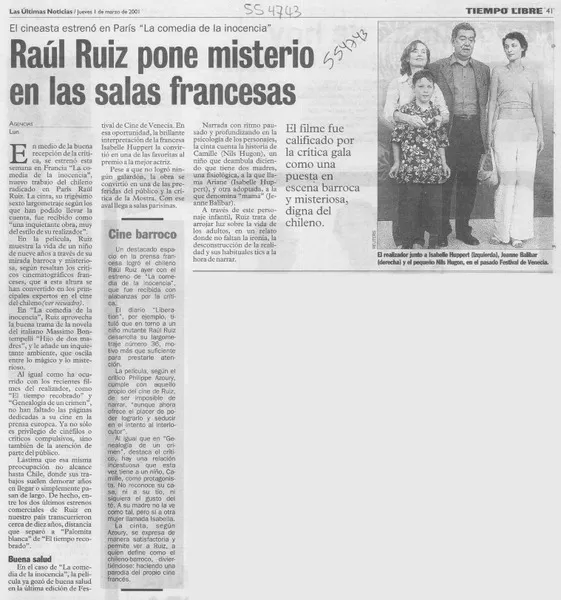 Raúl Ruiz pone misterio en las salas francesas  [artículo]