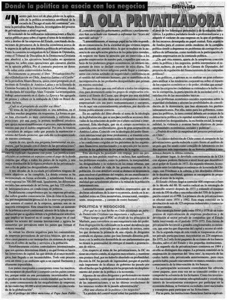 La ola privatizadora  [artículo] Pedro Fernández