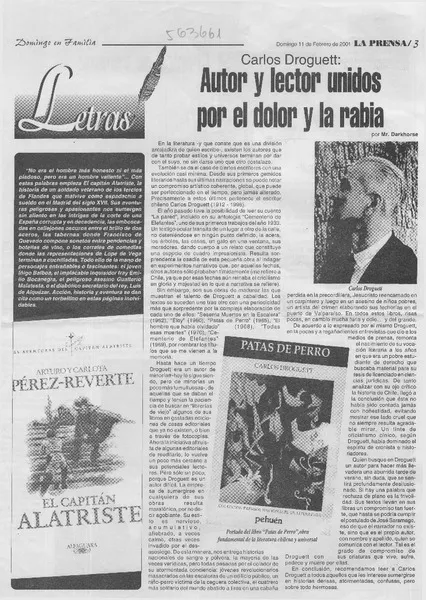 Autor y lector unidos por el dolor y la rabia  [artículo] Mr. Darkhorse