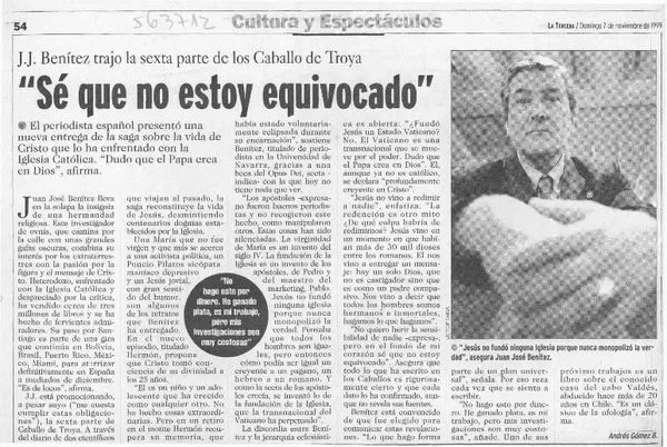 "Sé que no estoy equivocado"  [artículo] Andrés Gómez B.