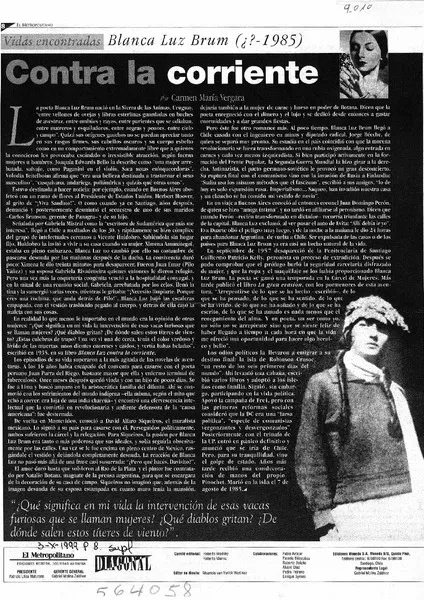 Contra la corriente  [artículo] Carmen María Vergara