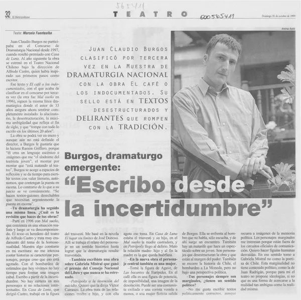 "Escribo desde la incertidumbre"  [artículo] Marcela Fuentealba