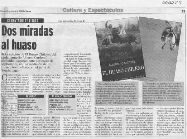Dos miradas al huaso  [artículo] Rodolfo Arenas R.