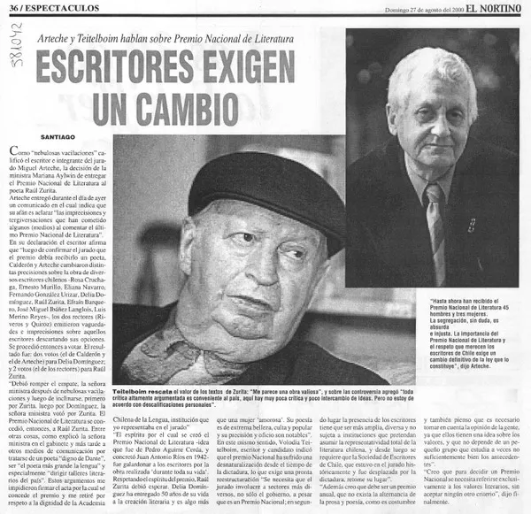 Escritores exigen un cambio  [artículo]