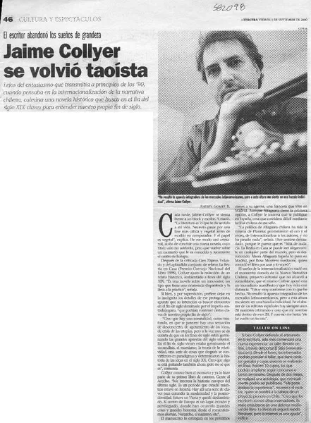 Jaime Collyer se volvió taoísta  [artículo] Andrés Gómez B.
