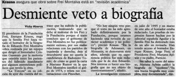 Desmiente veto a biografía  [artículo] Vicky Abarca