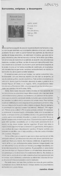 Sarcasmo, enigmas y desamparo  [artículo] Ramiro Rivas