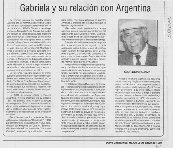 Gabriela y su relación con Argentina  [artículo] Oriel Álvarez Gómez