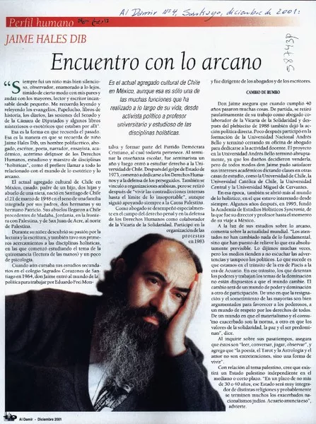 Encuentro con lo arcano  [artículo]