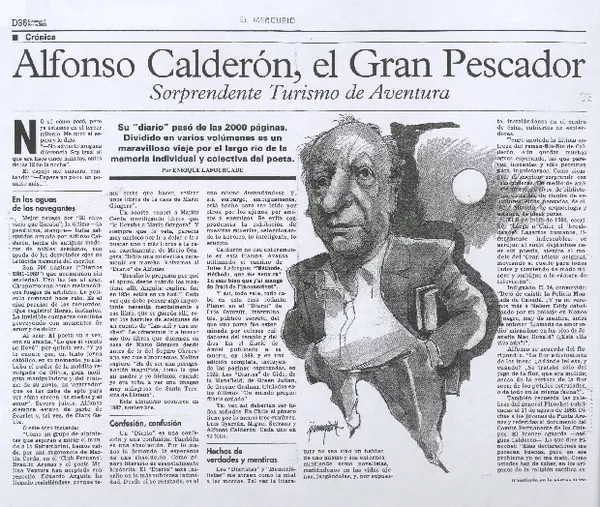 Alfonso Calderón, el gran pescador  [artículo] Enrique Laforucade