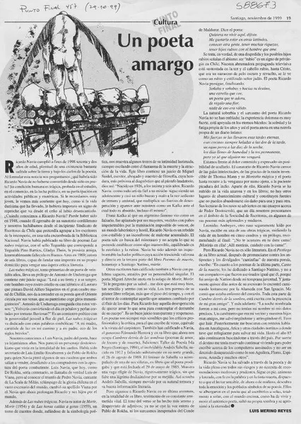 Un poeta amargo  [artículo] Luis Merino Reyes